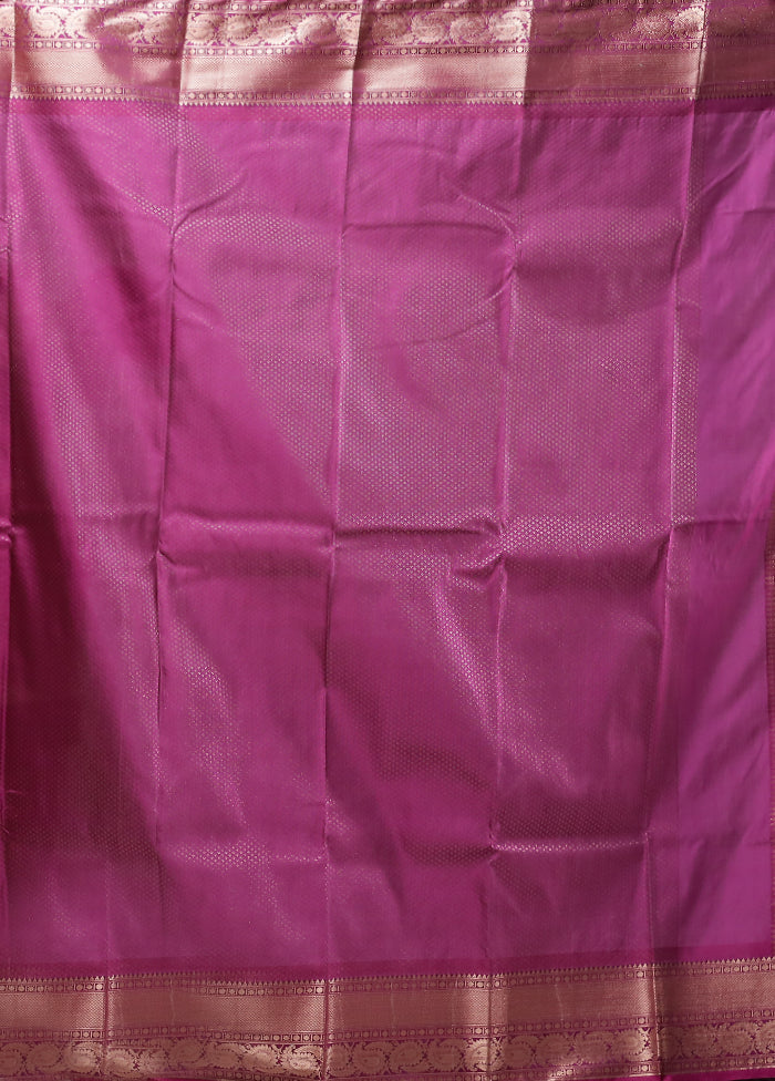 Purple Kanjivaram Silk Saree With Blouse Piece