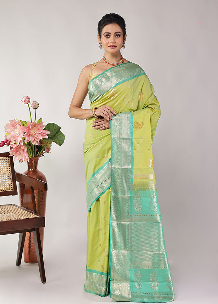 Green Kanjivaram Silk Saree With Blouse Piece
