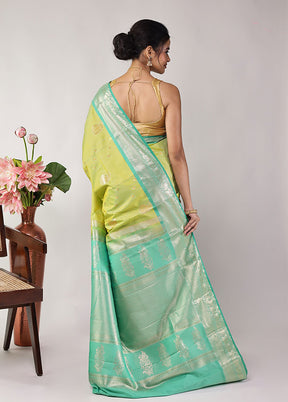 Green Kanjivaram Silk Saree With Blouse Piece