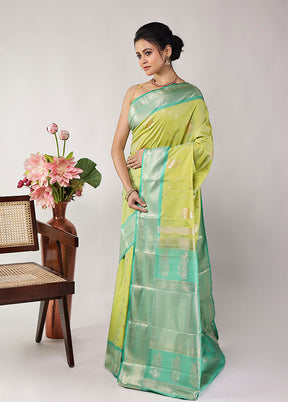 Green Kanjivaram Silk Saree With Blouse Piece
