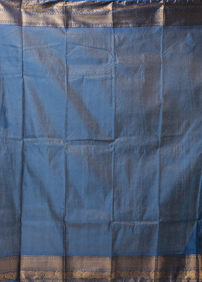 Purple Kanjivaram Silk Saree With Blouse Piece