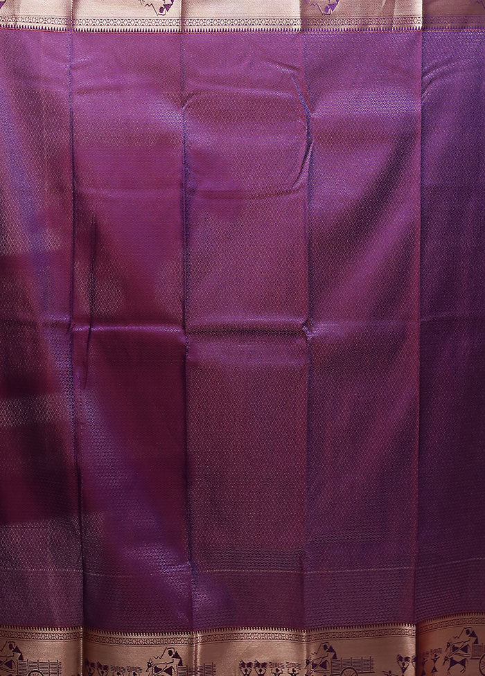 Peach Kanjivaram Silk Saree With Blouse Piece