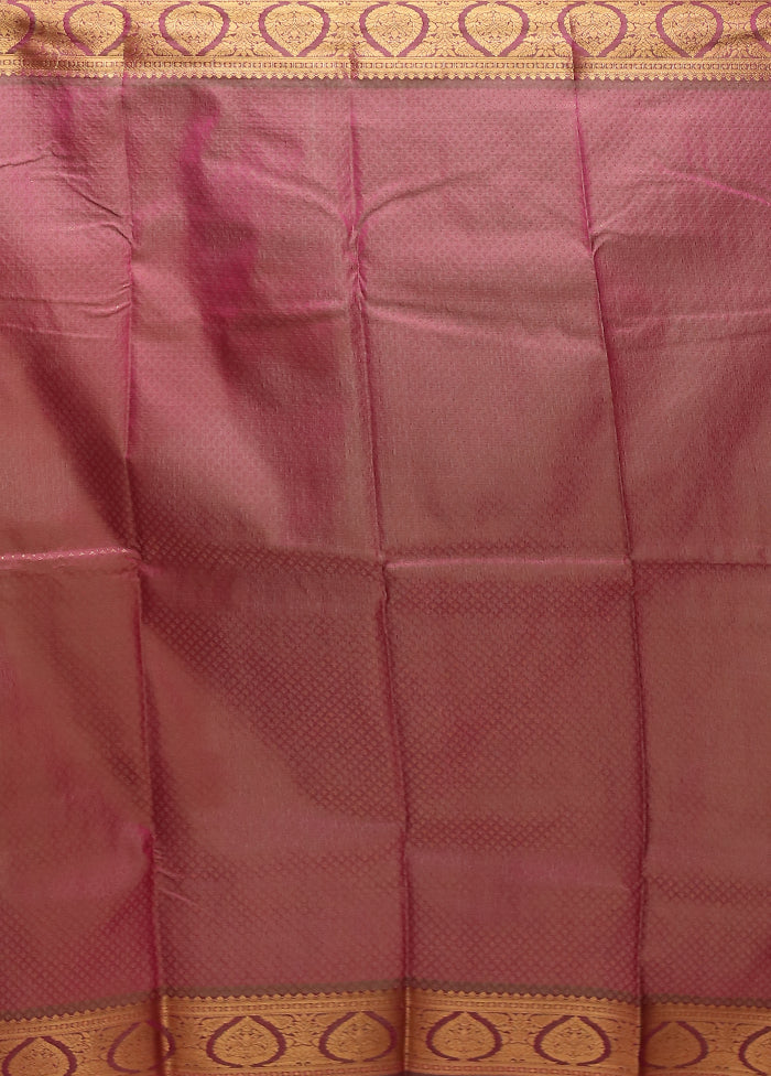 Pink Kanjivaram Silk Saree With Blouse Piece