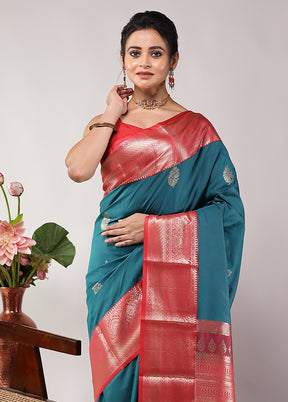 Green Kanjivaram Silk Saree With Blouse Piece