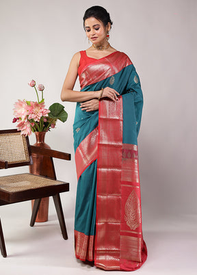 Green Kanjivaram Silk Saree With Blouse Piece