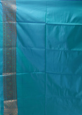 Blue Banarasi Silk Saree With Blouse Piece