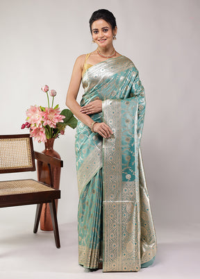 Green Banarasi Silk Saree With Blouse Piece