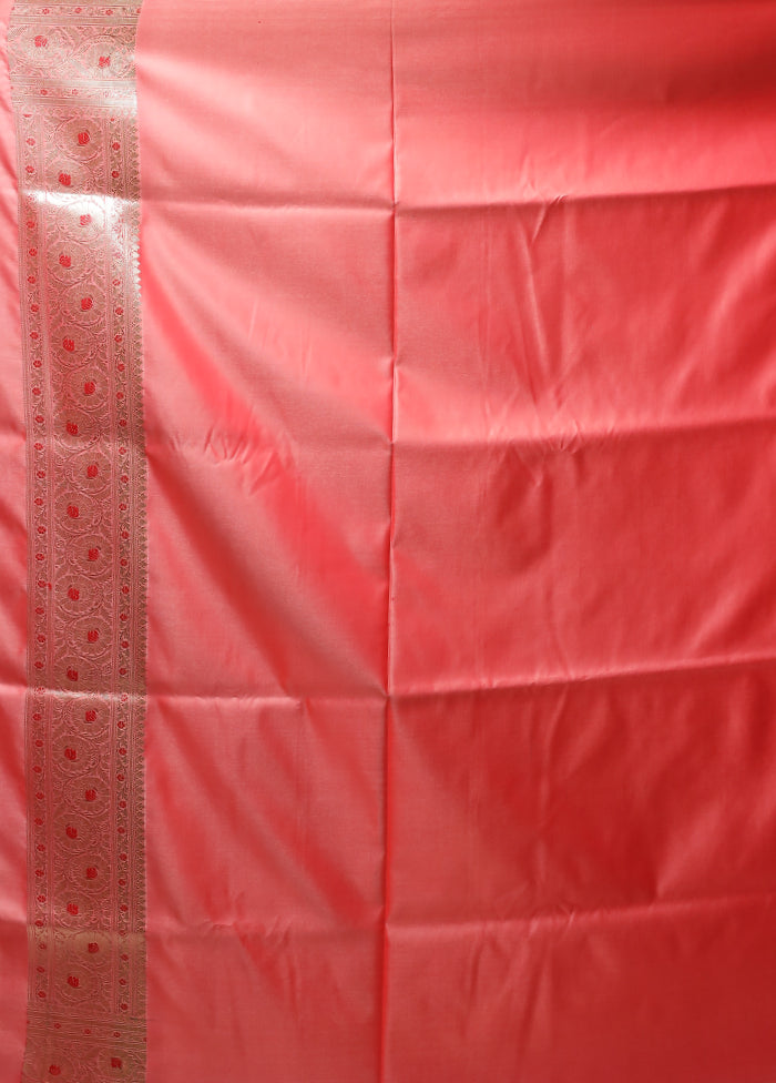 Pink Banarasi Silk Saree With Blouse Piece