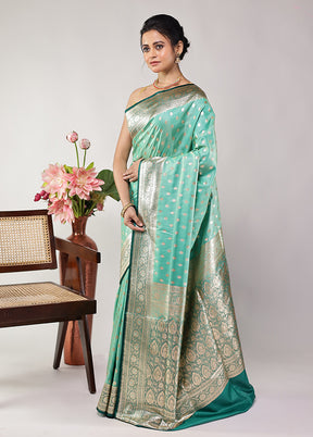 Green Banarasi Silk Saree With Blouse Piece