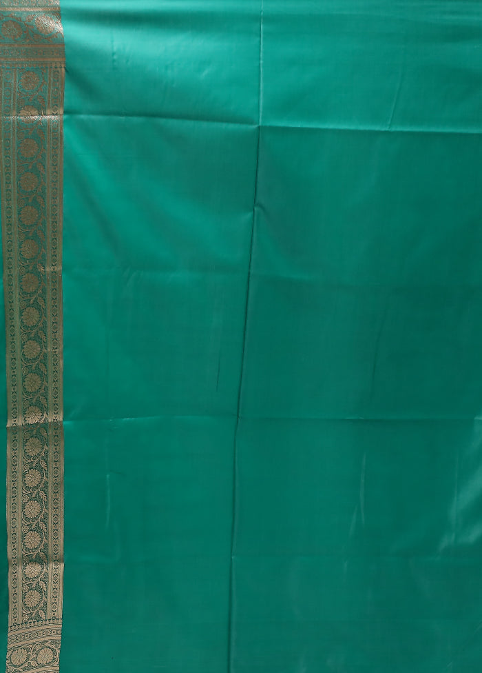Green Banarasi Silk Saree With Blouse Piece