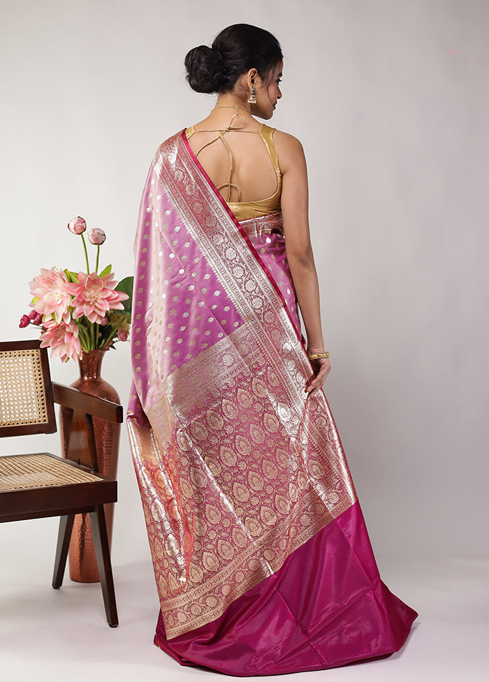 Purple Banarasi Silk Saree With Blouse Piece