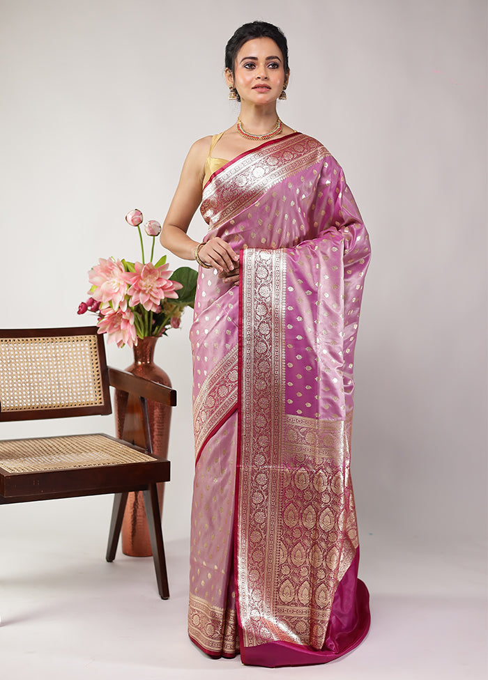 Purple Banarasi Silk Saree With Blouse Piece