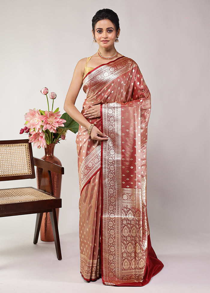 Pink Banarasi Silk Saree With Blouse Piece