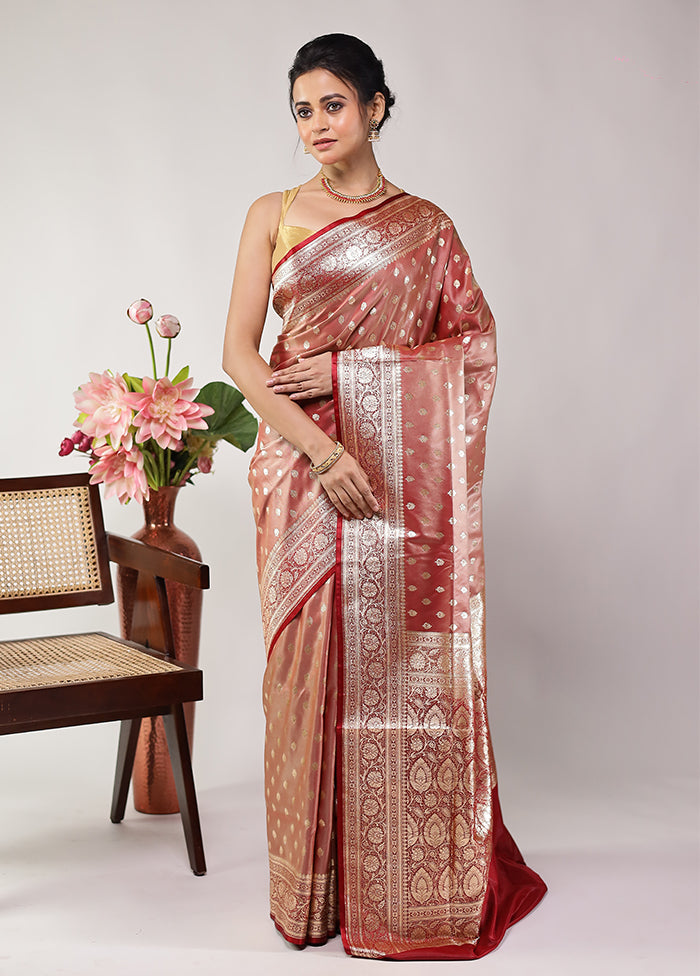 Pink Banarasi Silk Saree With Blouse Piece