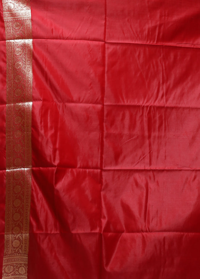 Pink Banarasi Silk Saree With Blouse Piece