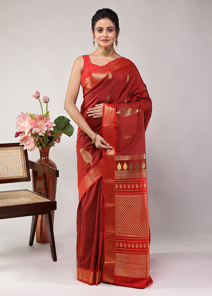 Brown Kanjivaram Silk Saree With Blouse Piece