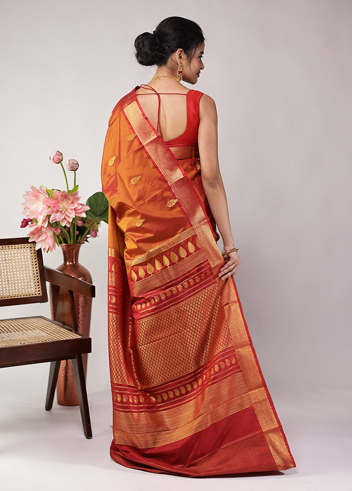 Brown Kanjivaram Silk Saree With Blouse Piece
