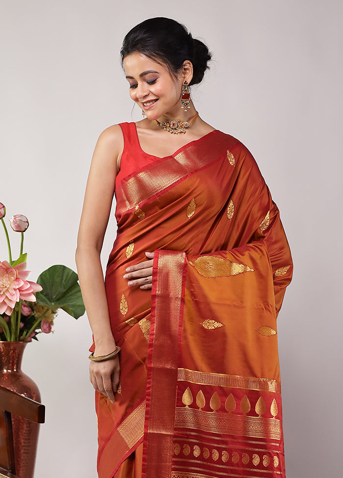 Brown Kanjivaram Silk Saree With Blouse Piece