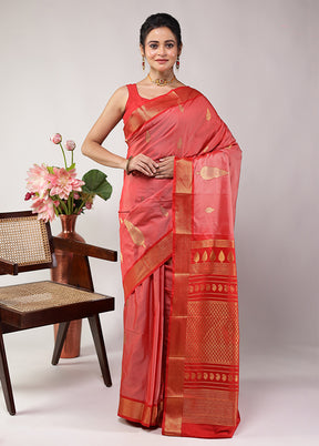 Pink Kanjivaram Silk Saree With Blouse Piece