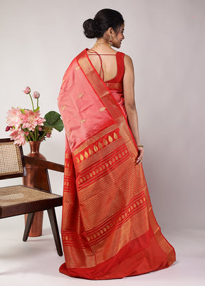 Pink Kanjivaram Silk Saree With Blouse Piece