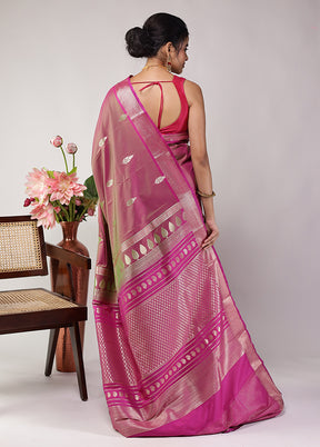 Purple Kanjivaram Silk Saree With Blouse Piece