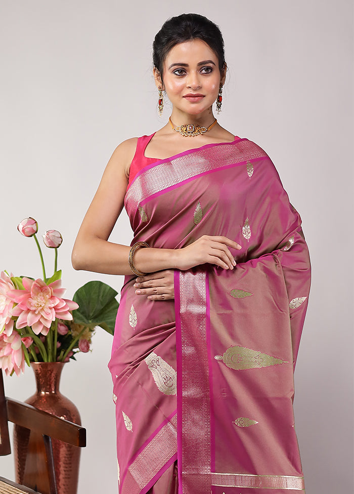 Purple Kanjivaram Silk Saree With Blouse Piece