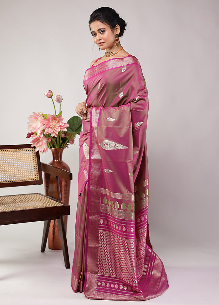 Pink Kanjivaram Silk Saree With Blouse Piece