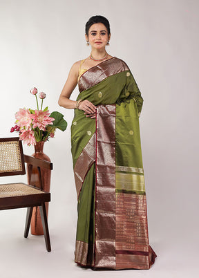 Green Kanjivaram Silk Saree With Blouse Piece