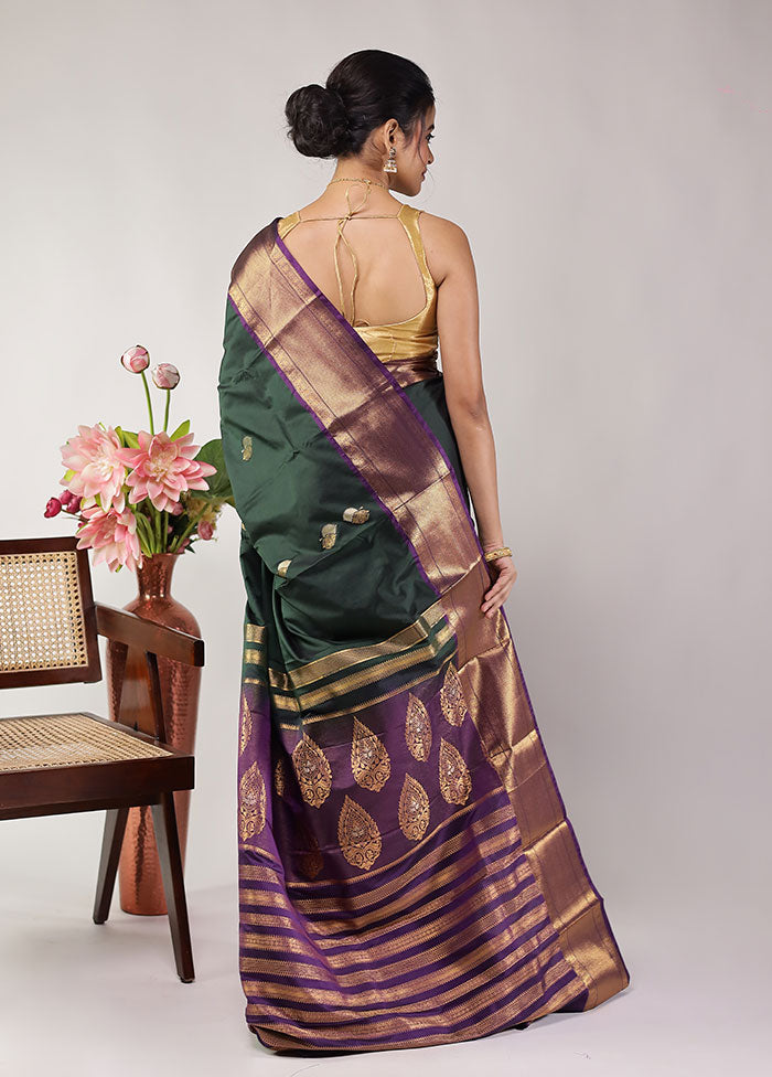 Green Kanjivaram Silk Saree With Blouse Piece