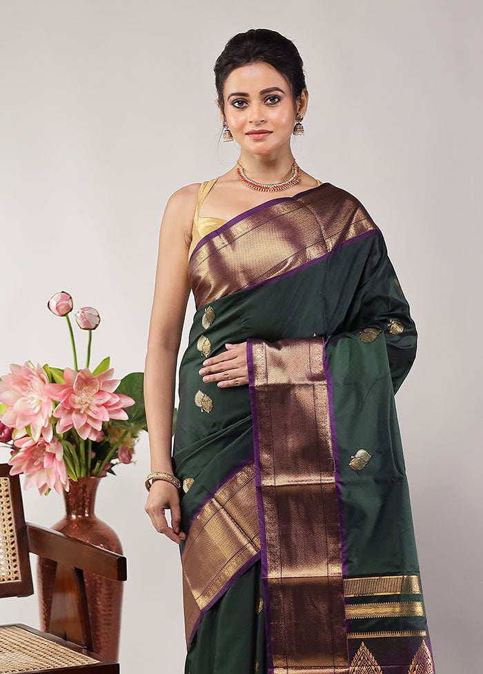Green Kanjivaram Silk Saree With Blouse Piece