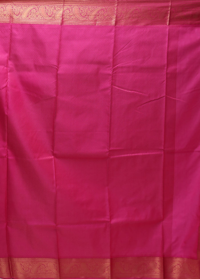 Pink Kanjivaram Silk Saree With Blouse Piece