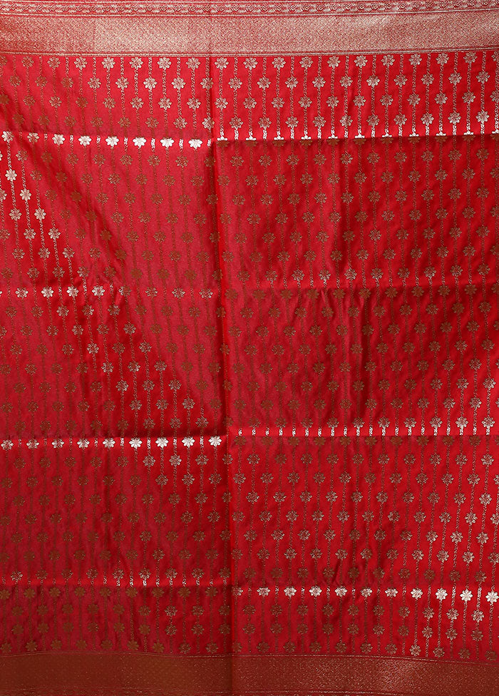 Red Banarasi Silk Saree With Blouse Piece