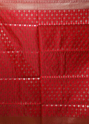 Red Banarasi Silk Saree With Blouse Piece