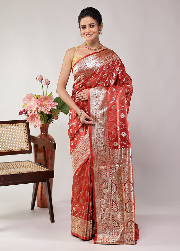 Maroon Banarasi Silk Saree With Blouse Piece