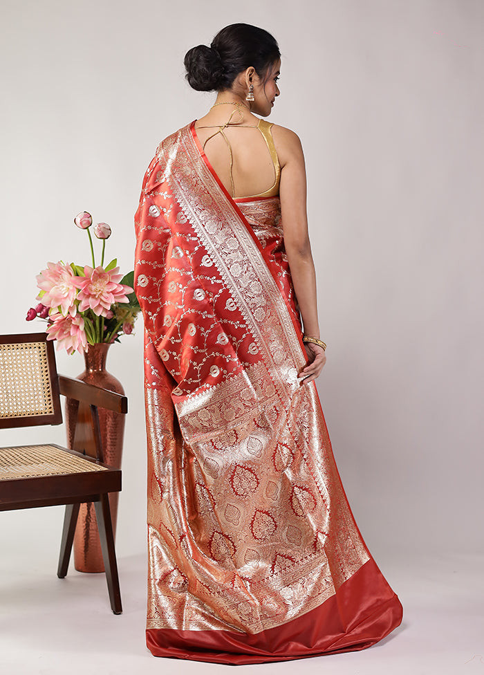 Maroon Banarasi Silk Saree With Blouse Piece