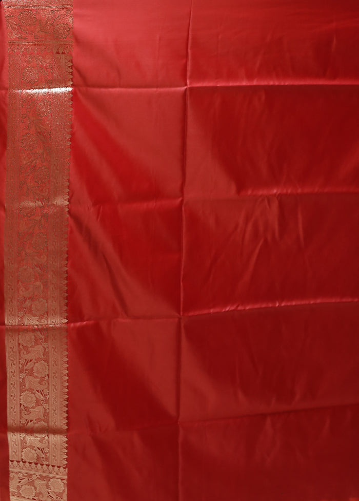 Maroon Banarasi Silk Saree With Blouse Piece