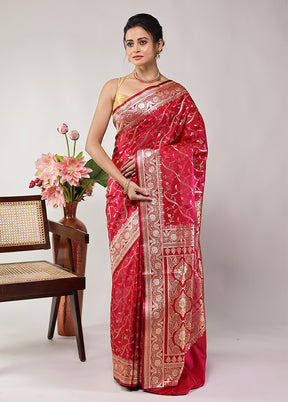 Grey Banarasi Silk Saree With Blouse Piece
