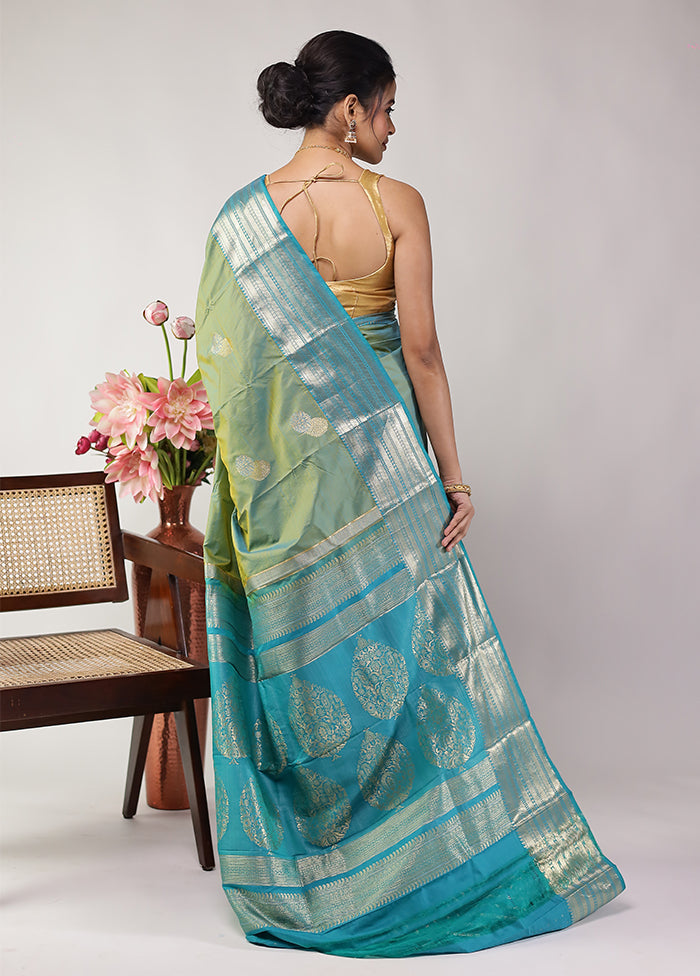 Green Kanjivaram Silk Saree With Blouse Piece