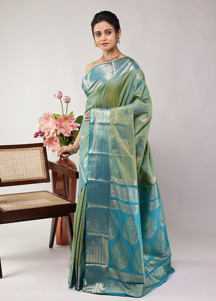 Green Kanjivaram Silk Saree With Blouse Piece