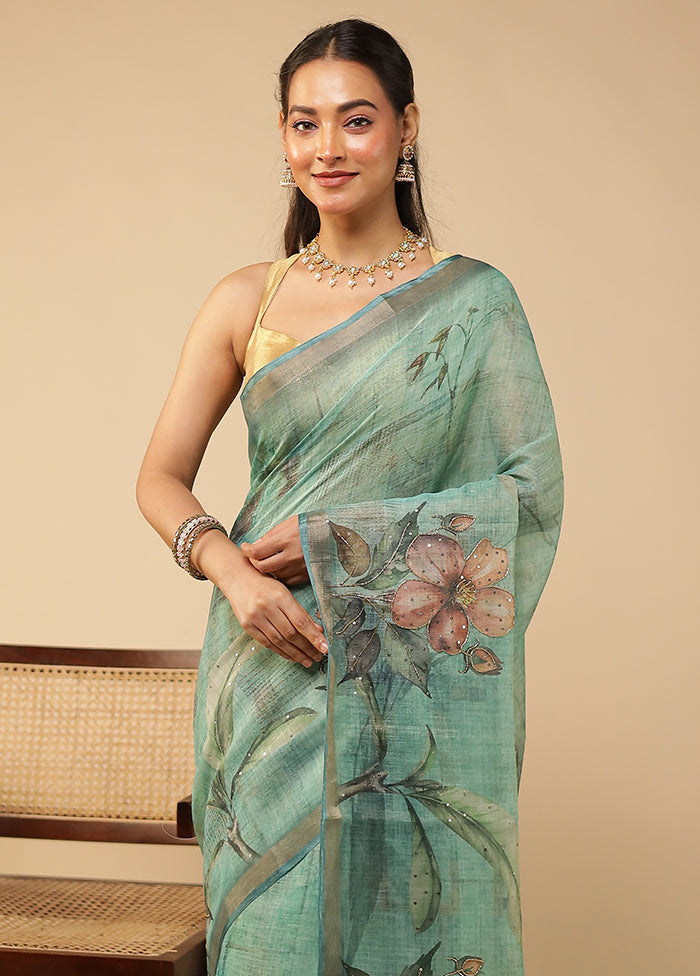 Ivory Diya Duo – White Matka Silk & Green Georgette Sarees