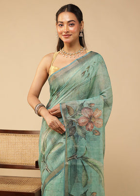 Ivory Diya Duo – White Matka Silk & Green Georgette Sarees