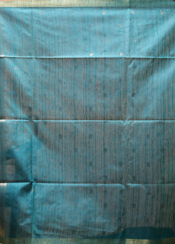 Green Tussar Silk Saree With Blouse Piece