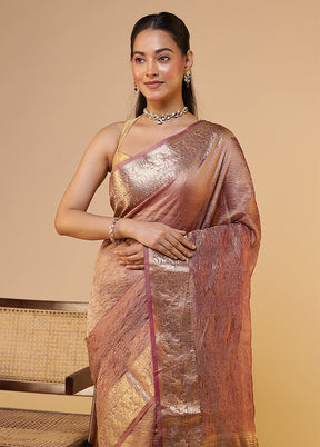 Cream Tissue Silk Saree With Blouse Piece