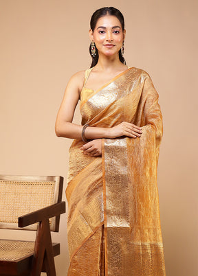 Cream Tissue Silk Saree With Blouse Piece