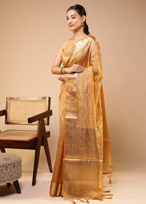 Cream Tissue Silk Saree With Blouse Piece