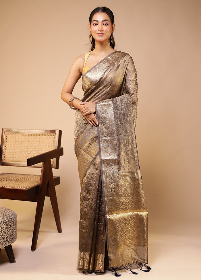 Grey Tissue Silk Saree With Blouse Piece