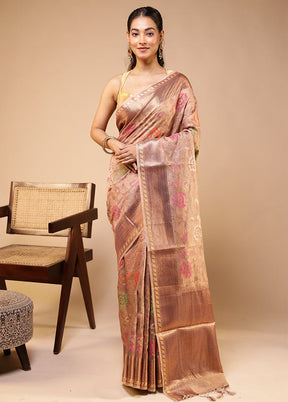 Pink Tissue Silk Saree With Blouse Piece
