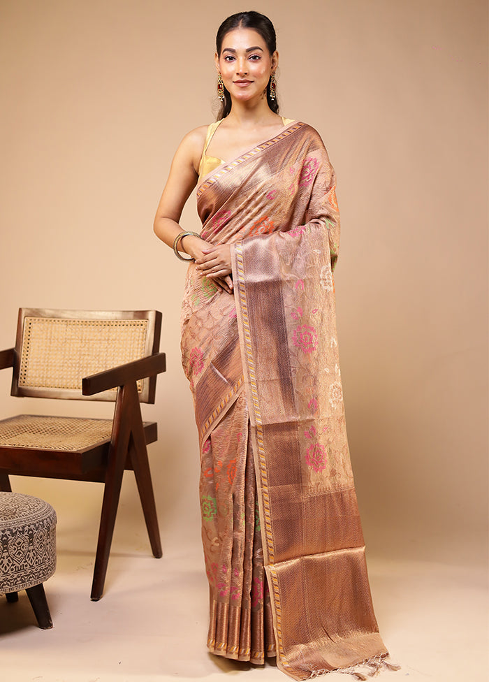 Pink Tissue Silk Saree With Blouse Piece