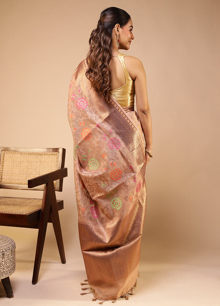 Cream Tissue Silk Saree With Blouse Piece