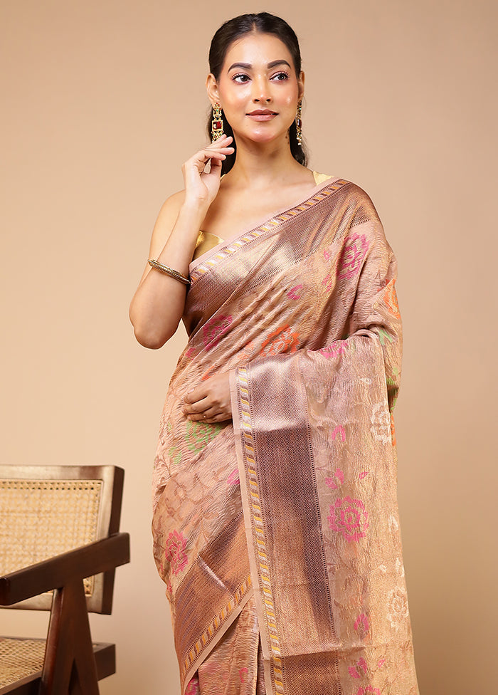 Pink Tissue Silk Saree With Blouse Piece